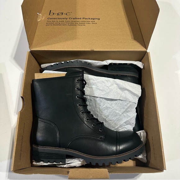 b.o.c. Shoes - b.o.c. Black Leather Lace-Up Combat Boots
